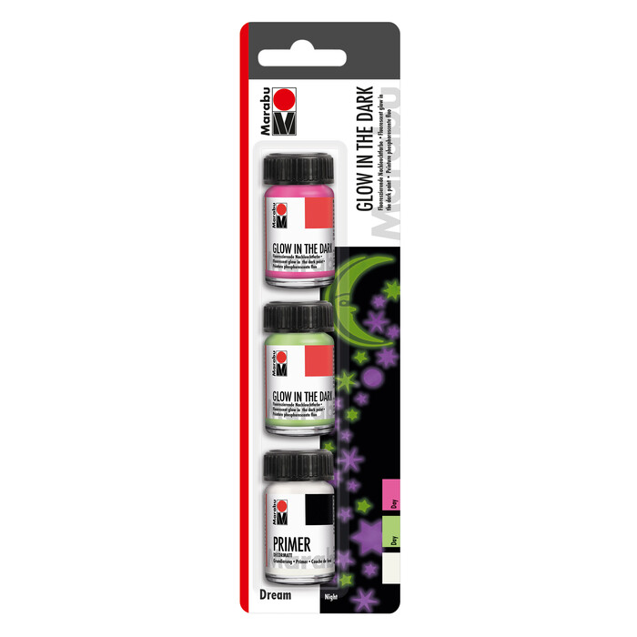 MARABU Nachtleuchtfarben-Set Glow in the dark – Dream 3 x 15 ml mehrere Farben