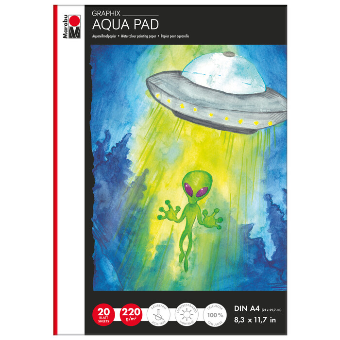 MARABU Aquarellmalpapier A4 Aqua Pad Graphix 20 Blatt weiß