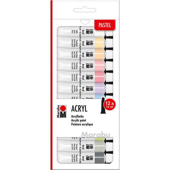 MARABU Acrylfarben-Set Pastell 12 x 12 ml mehrere Farben