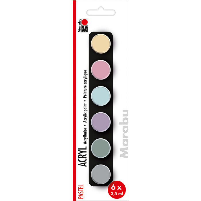 MARABU Acrylfarben-Set Pastell 6 x 3,5 ml mehrere Farben