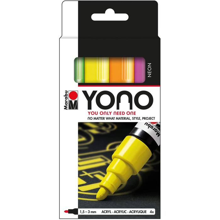 MARABU Acrylmarker-Set YONO Neon 4 Teile 1,5 – 3 mm mehrere Farben