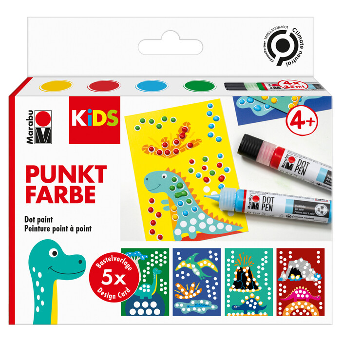 MARABU Kids Punktfarbe Dot Pen Set Dino 4 x 25 ml mehrere Farben