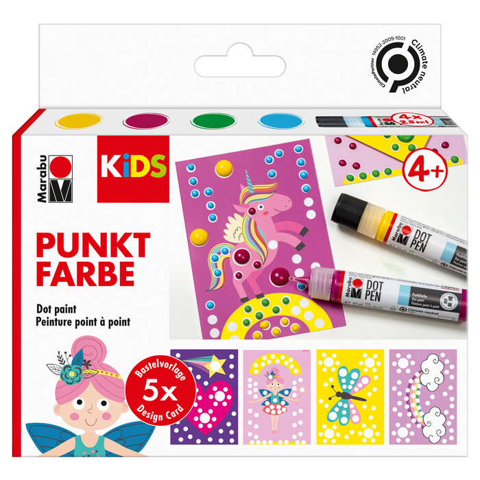 MARABU Kids Punktfarbe Dot Pen Set Einhorn 4 x 25 ml mehrere Farben