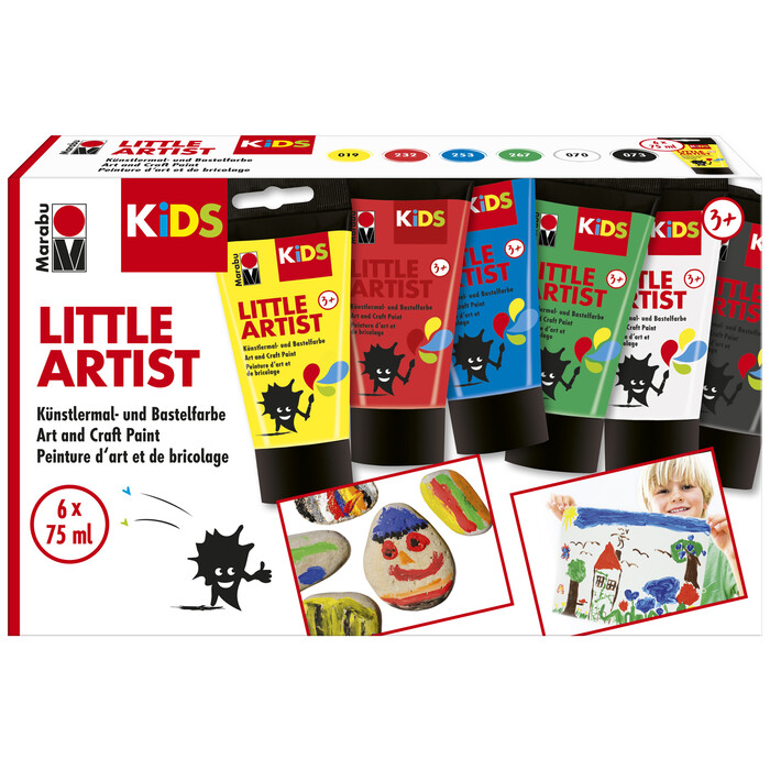 MARABU Kids Little Artist Kinder-Künstlerfarben Set 6 x 75 ml