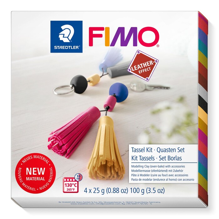 STAEDTLER® FIMO® DIY Quasten-Set Ledereffekt 4 Halbblöcke inkl. Zubehör