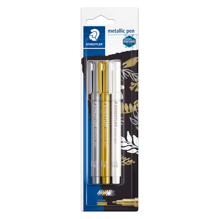 STAEDTLER® Metallic Pen Marker 3 Stücke gold/silber/weiß