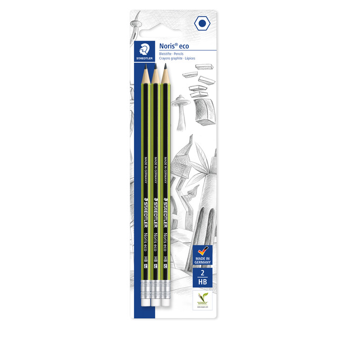 STAEDTLER® Bleistift HB Noris® eco inkl. Radierer 3 Stück
