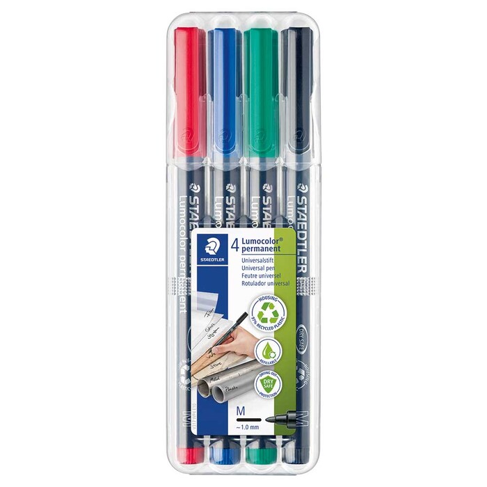 STAEDTLER® Lumocolor® Overheadstifte Permanent (317WP4) mittel 1 mm 4er Etui