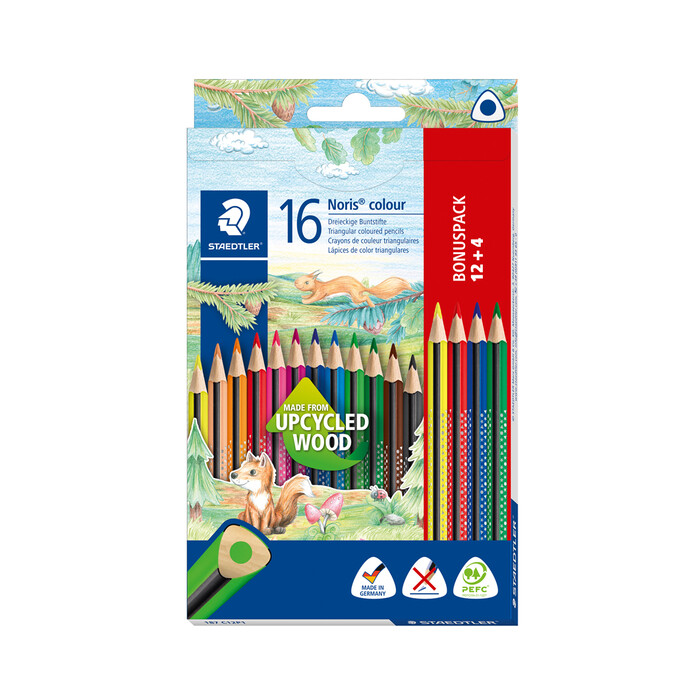 STAEDTLER® Noris® Colour Buntstifte Upcycled Wood 16 Stück mehrere Farben