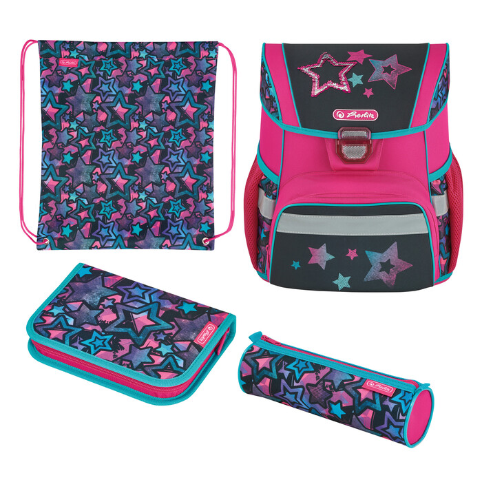 HERLITZ Schultaschenset Loop Plus Stars 4-teilig bunt