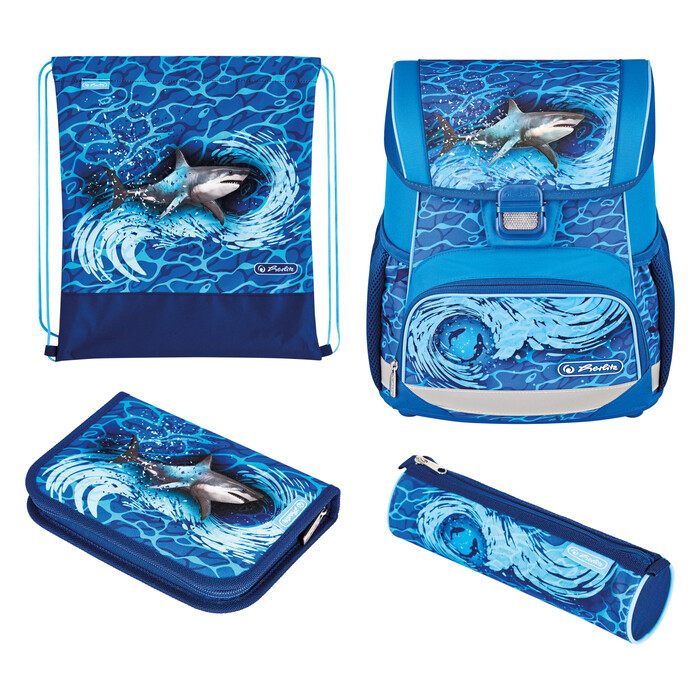 HERLITZ Schultaschen-Set Loop Plus Blue Shark 4-teilig blau
