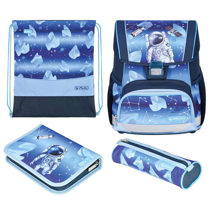 HERLITZ Schultaschen-Set Loop Plus Cosmic Explorer 4-teilig blau
