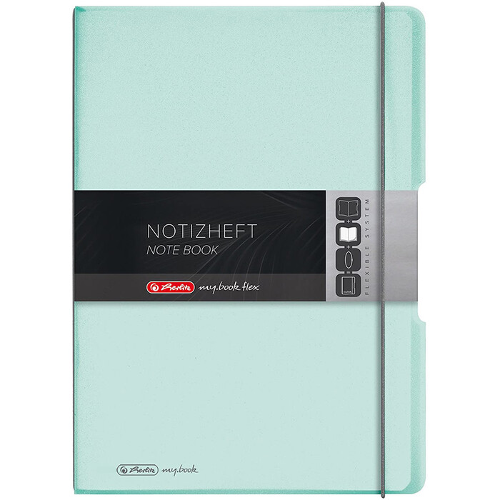 HERLITZ Notizheft my.book flex A4 PP-Wechselcover mit Verschlußgummi 80 Blatt minze-transparent