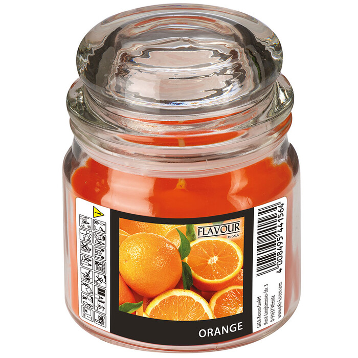 Kerze im Bonbonglas Orange Ø 9 cm H: 12 cm orange