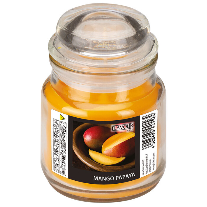 Kerze im Bonbonglas Mango-Papaya Ø 6,3 cm H: 8,5 cm orange
