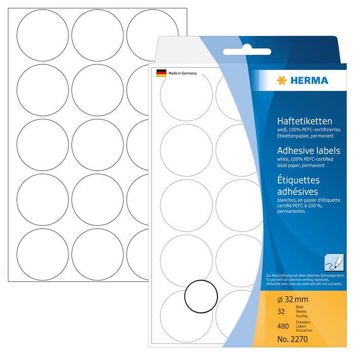 HERMA Vielzwecketiketten Kreis 32 mm weiß