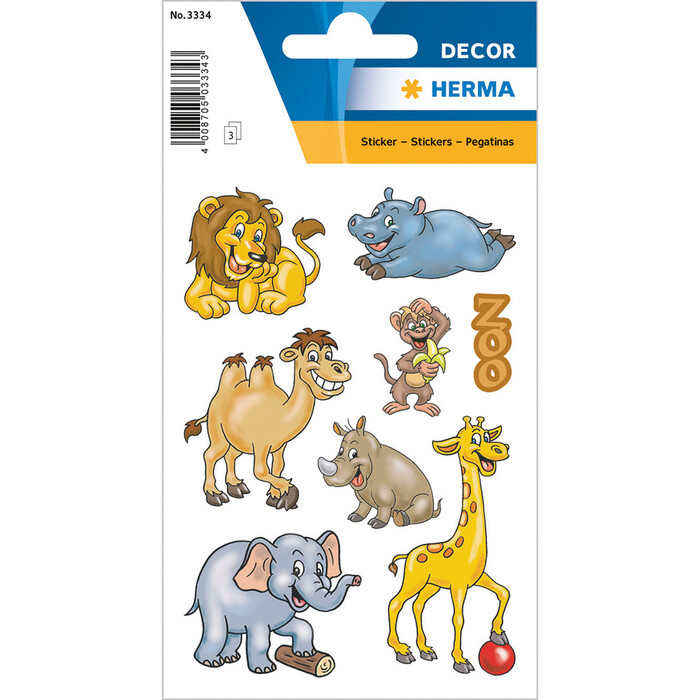 HERMA Sticker Zootiere 3 Blatt mehrfarbig