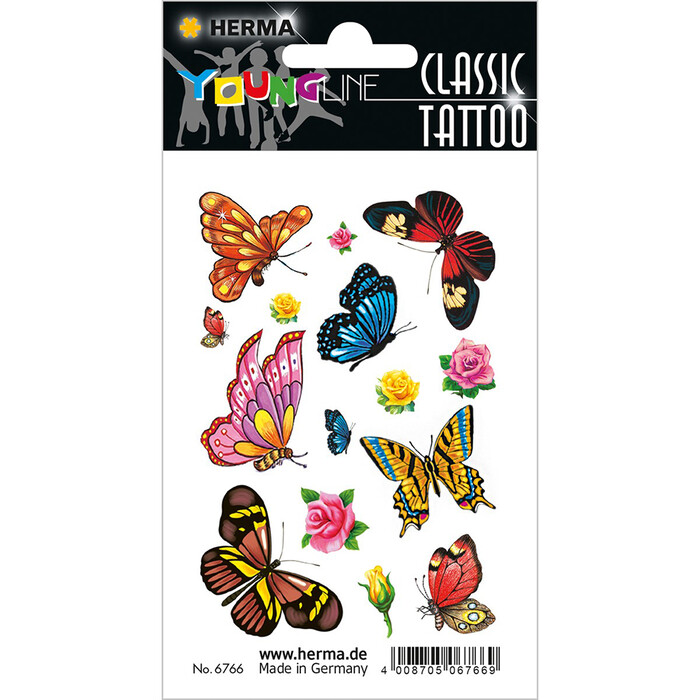 HERMA Classic Tattoo Sticker Schmetterlinge 1 Blatt