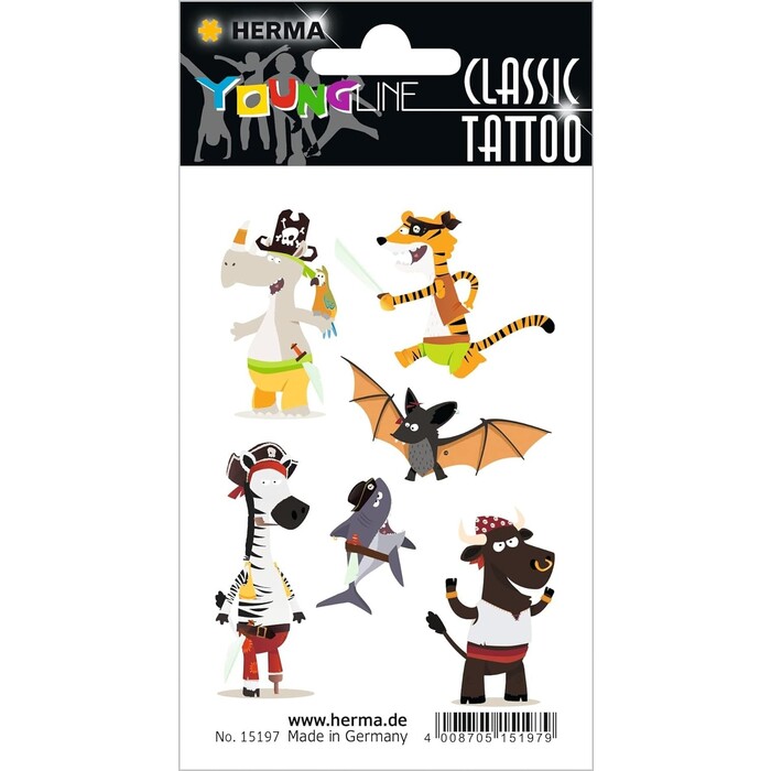 HERMA Classic Tattoo Piratentiere 6 Stück