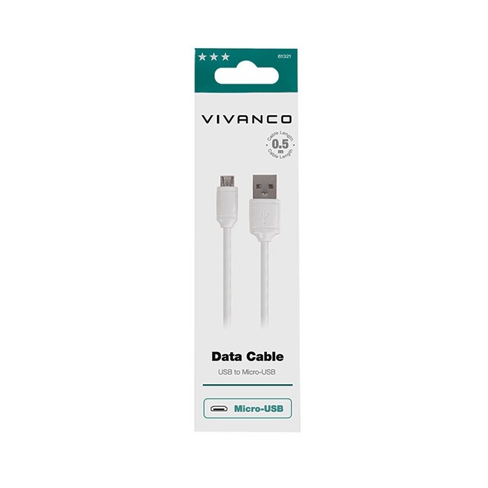 VIVANCO Micro USB-Kabel 0,5 m weiß