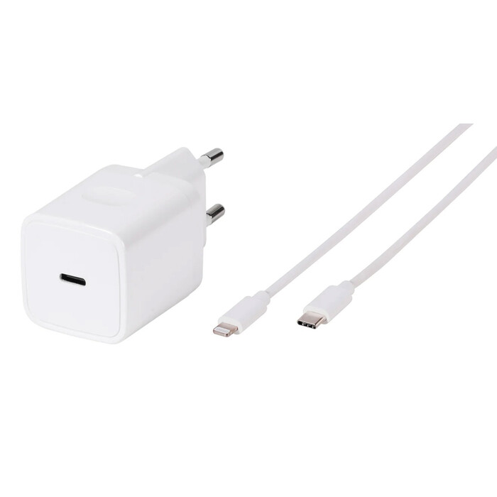 VIVANCO Schnellladegerät iPhone PD 3.0 20 W inkl. USB Type-C™/Lightning-Kabel weiß