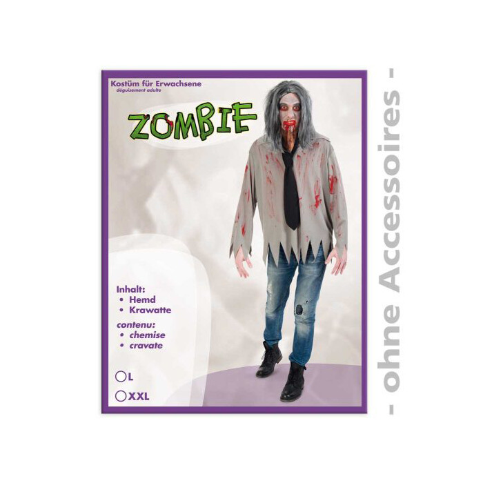 Zombie Hemd mit Krawatte Größe L