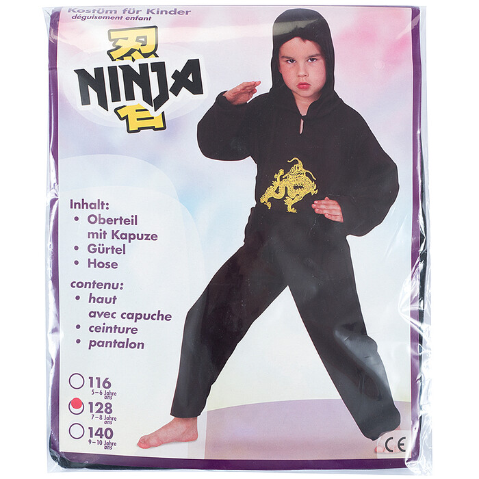 Kinderkostüm Ninja Größe 128 schwarz