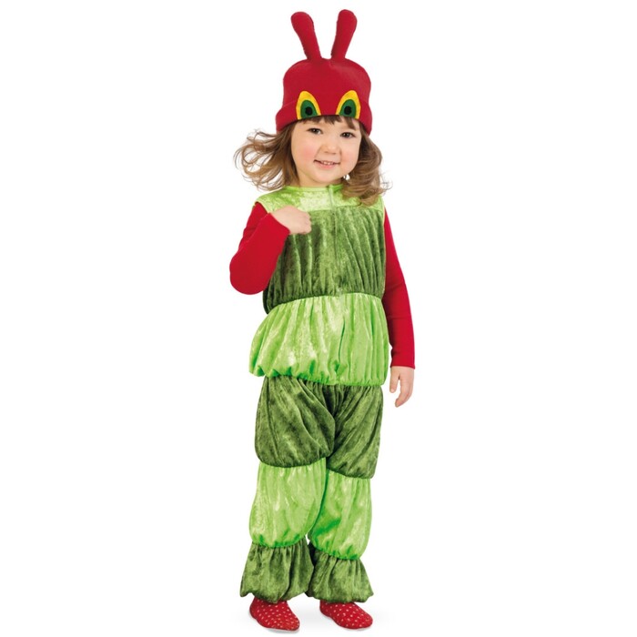 Kinderkostüm Kleine Raupe Größe 98 grün/rot