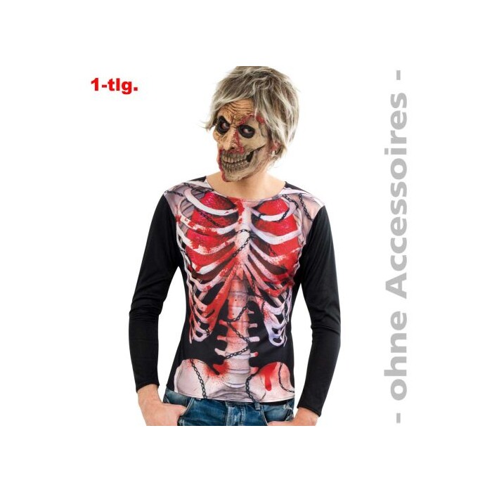 Erwachsenenkostüm Shirt Zombie 1-teilig Gr L bunt