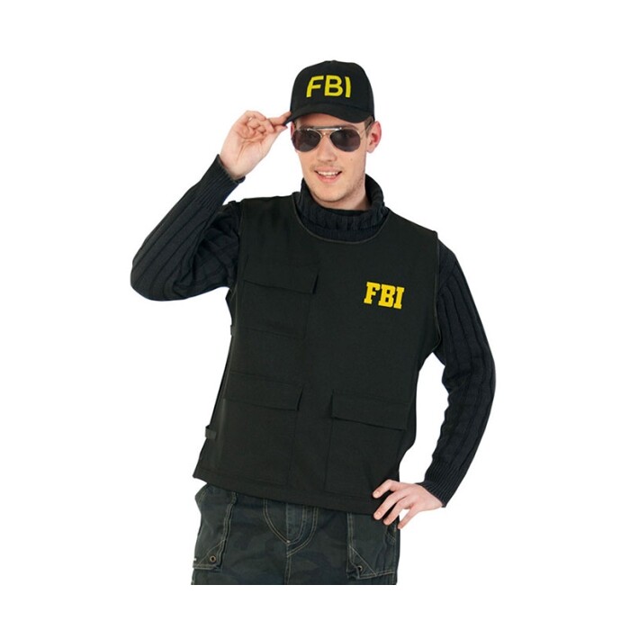 FBI-Weste mit seitlichem Klettverschluss Größe XL schwarz