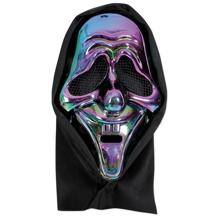 Halbmaske Horror mit Haube Einheitsgröße schwarz