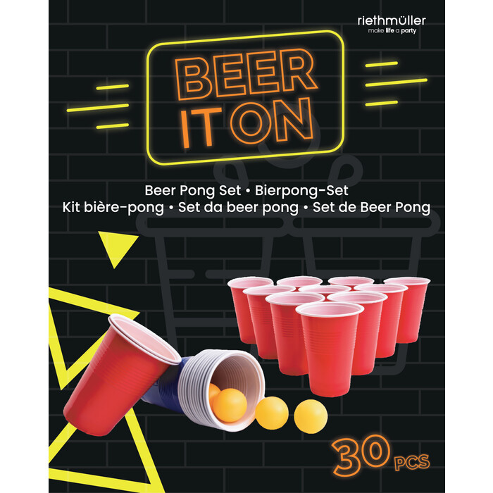 Trinkspiel-Set Beer Pong 24 Becher + 6 Bälle