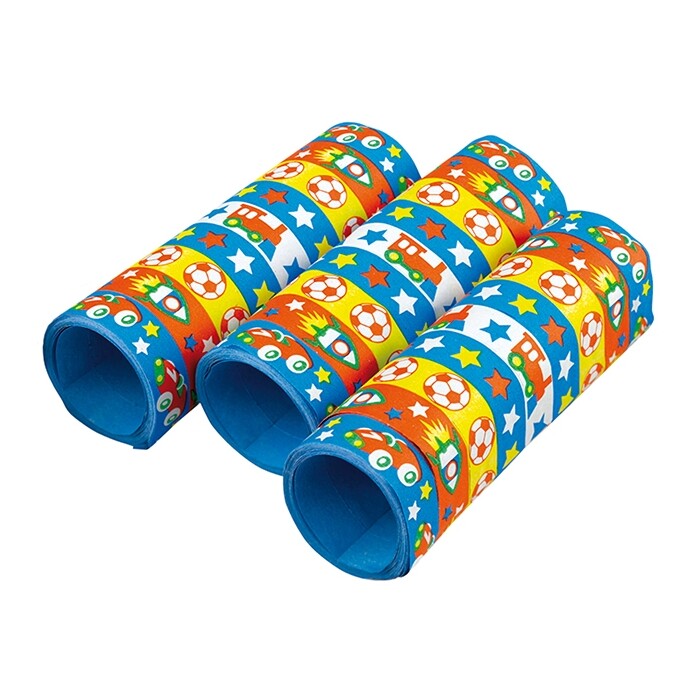 Luftschlangen - Boys, 3 Rollen, blau/gelb/orange