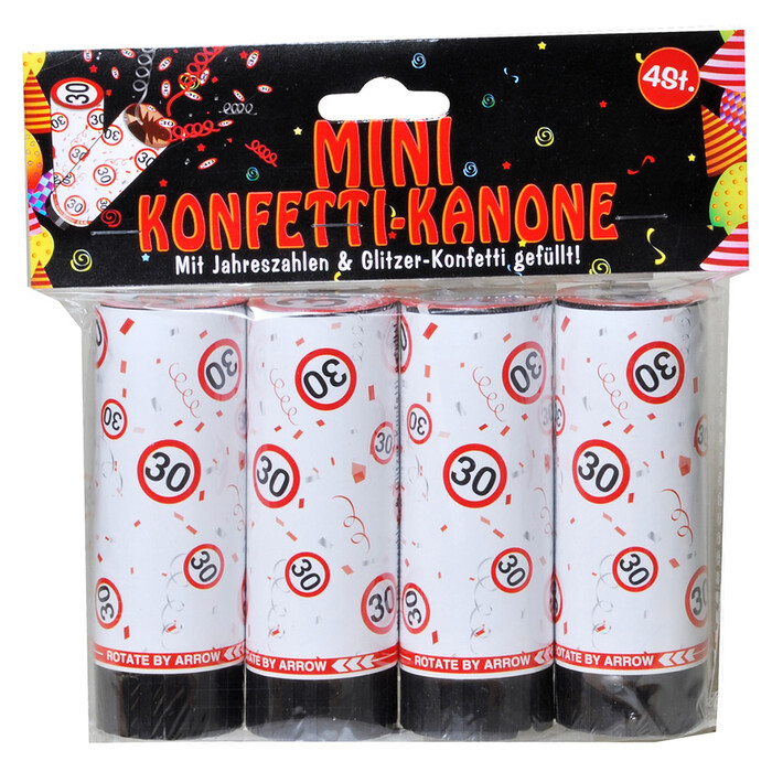 Mini Konfetti-Kanone zum 30. Geburtstag bunt