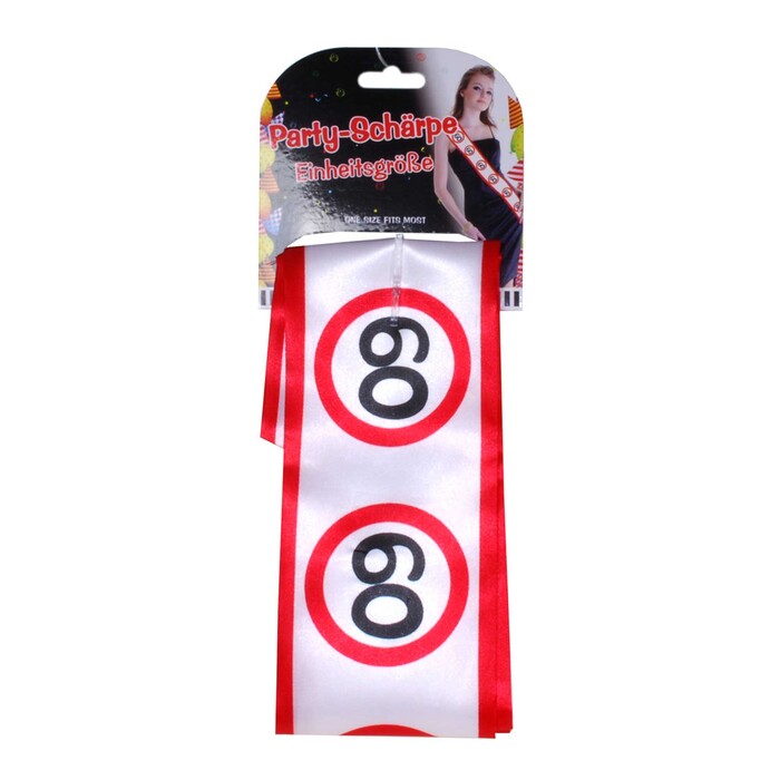 Geburtstags-Schärpe 60 Einheitsgröße rot/weiß