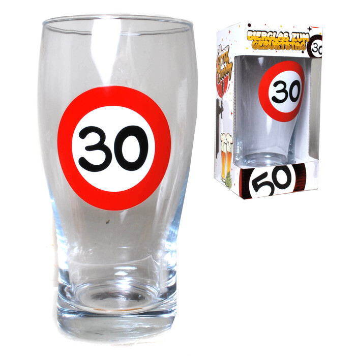 Bierglas Verkehrsschild 30 transparent