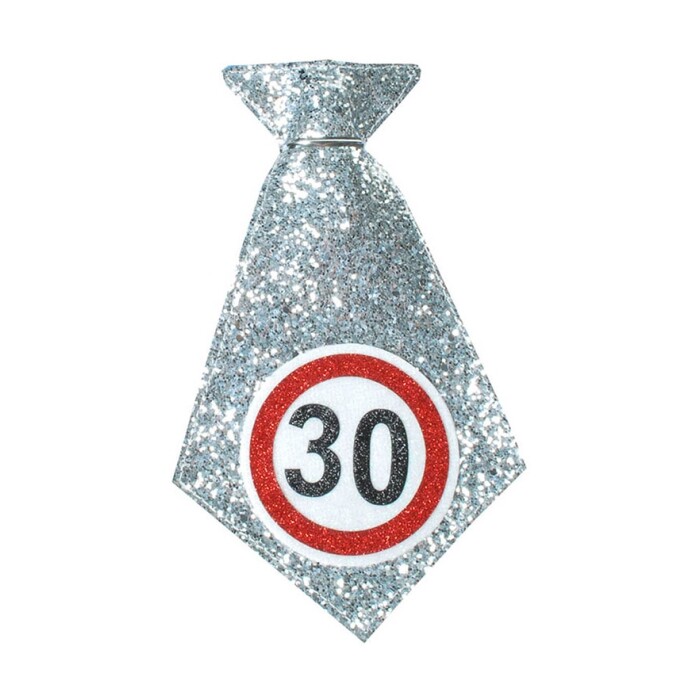 Mini-Krawatte - 30. Geburtstag, silber