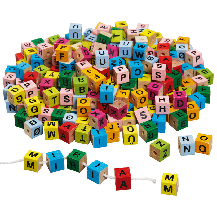 Holzwürfel Buchstaben 7 x 7 x 7 mm mehrere Farben