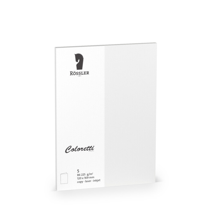 RÖSSLER Coloretti Karten B6 5 Stück weiß