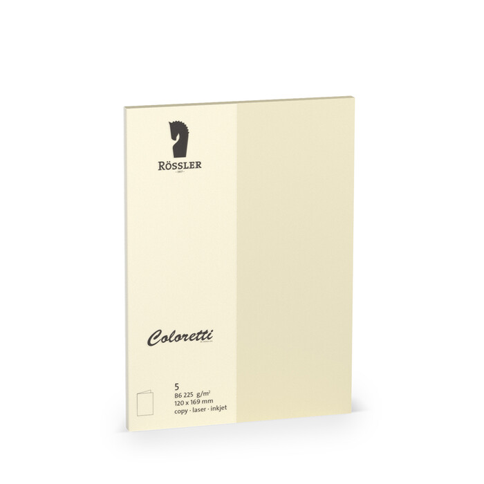 RÖSSLER Coloretti Karten B6 5 Stück creme