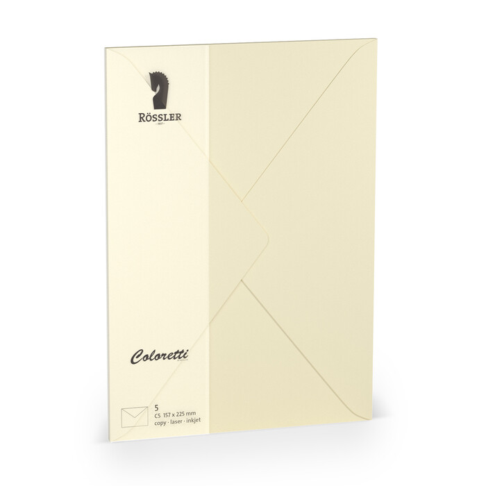 RÖSSLER Coloretti Kuverts C5 5 Stück creme