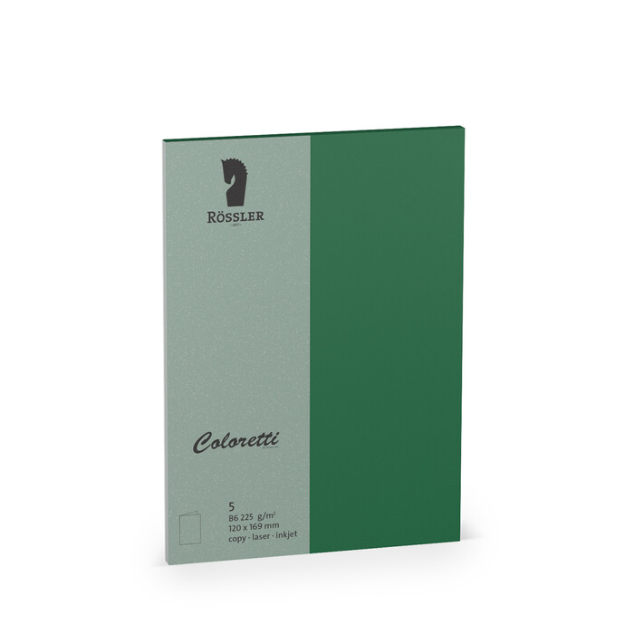RÖSSLER Coloretti Karten B6 5 Stück tannengrün