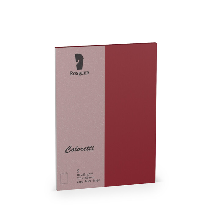 RÖSSLER Coloretti Karten B6 5 Stück weinrot
