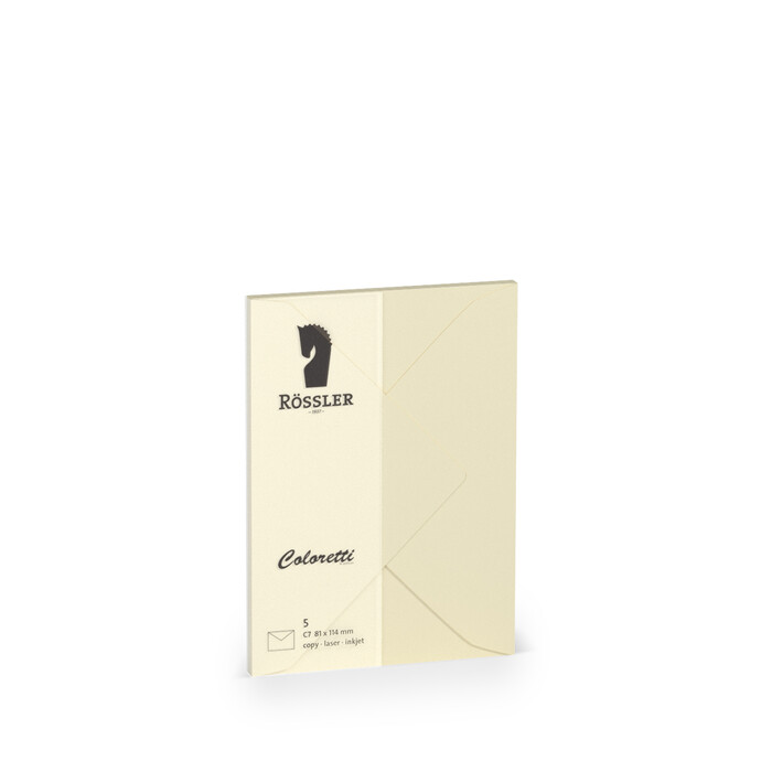 RÖSSLER Coloretti Kuverts C7 5 Stück creme