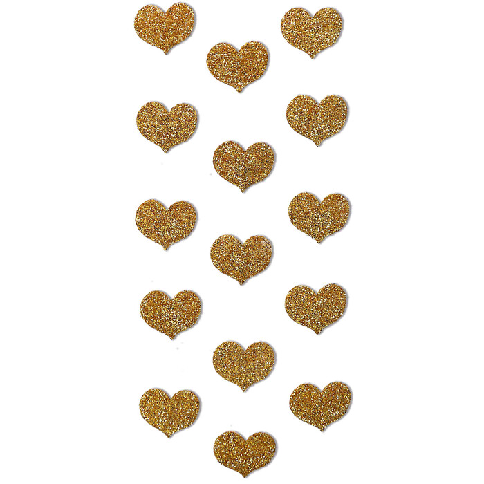 RÖSSLER Sticker Herzen glitzernd 15 Stück gold