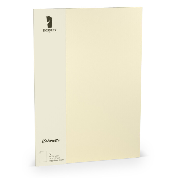 RÖSSLER Coloretti Designpapier A4 220 g/m² 5 Blatt creme