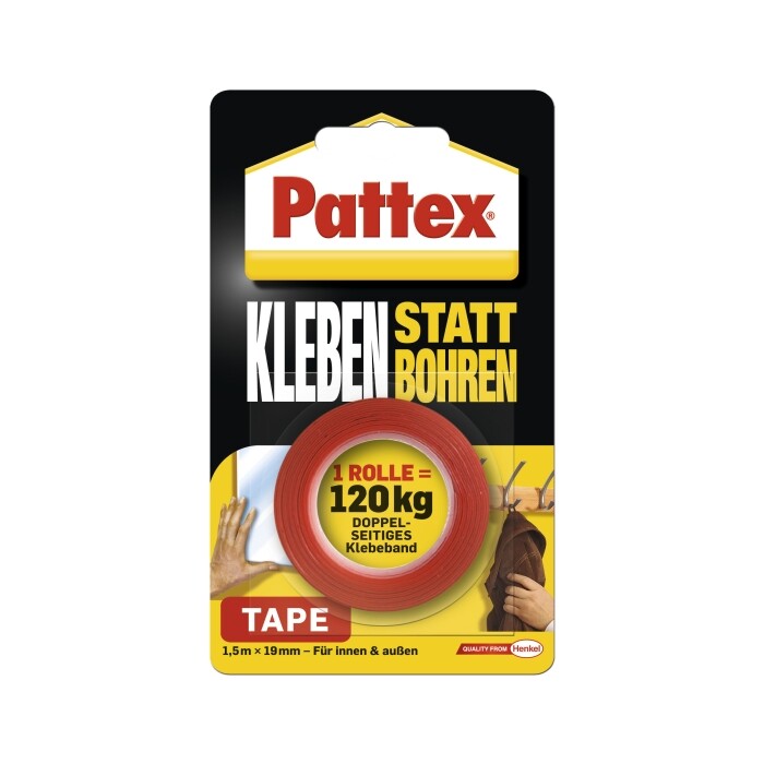 PATTEX Doppelseitiges Klebeband - Kleben statt bohren 1,5 m x 19 mm