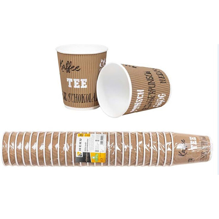HEKU Heißgetränkebecher 200 ml geriffelt 25 Stück braun