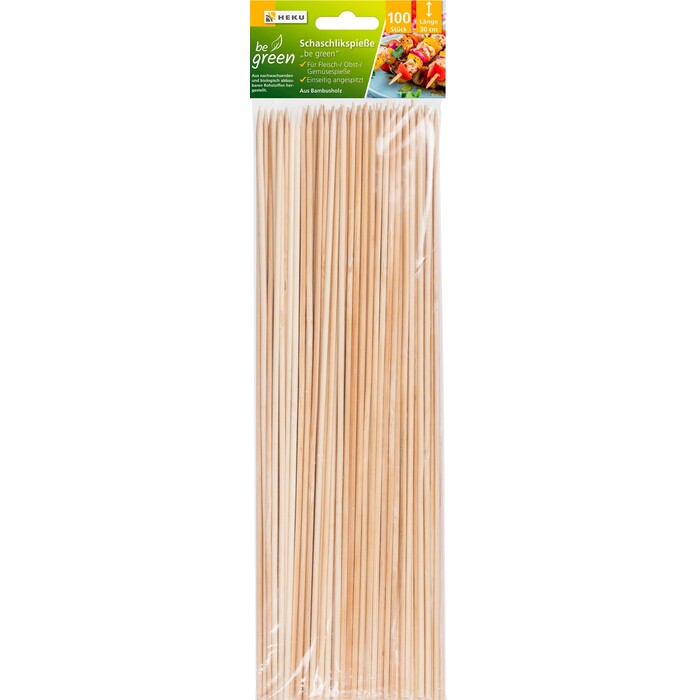 HEKU Schaschlikspieße Be green 30 cm 100 Stück braun