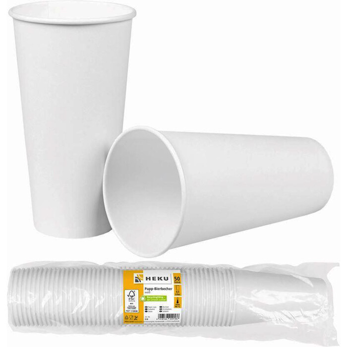 Pappbecher 500 ml 50 Stück weiß